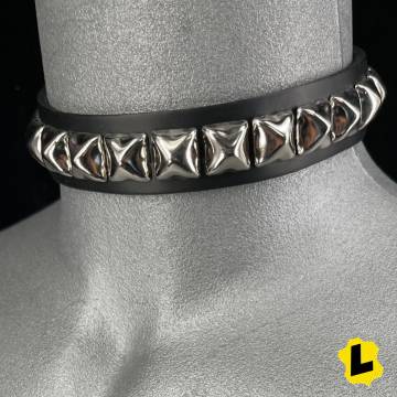 Black Leather Collar WIth Pyramid Studs